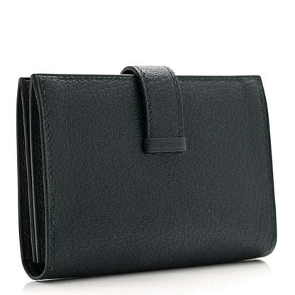 Hermes Chevre Mysore Bearn Card Holder Wallet Vert Cypress 3 of 7
