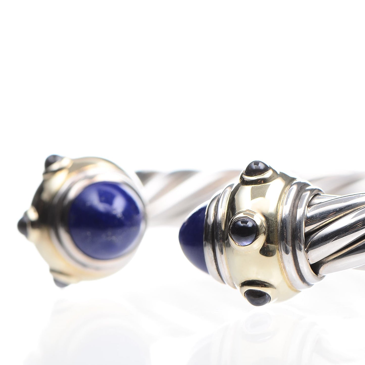 Sterling Silver 14K Yellow Gold Lapis Amethyst 8mm Cable Classics Bracelet