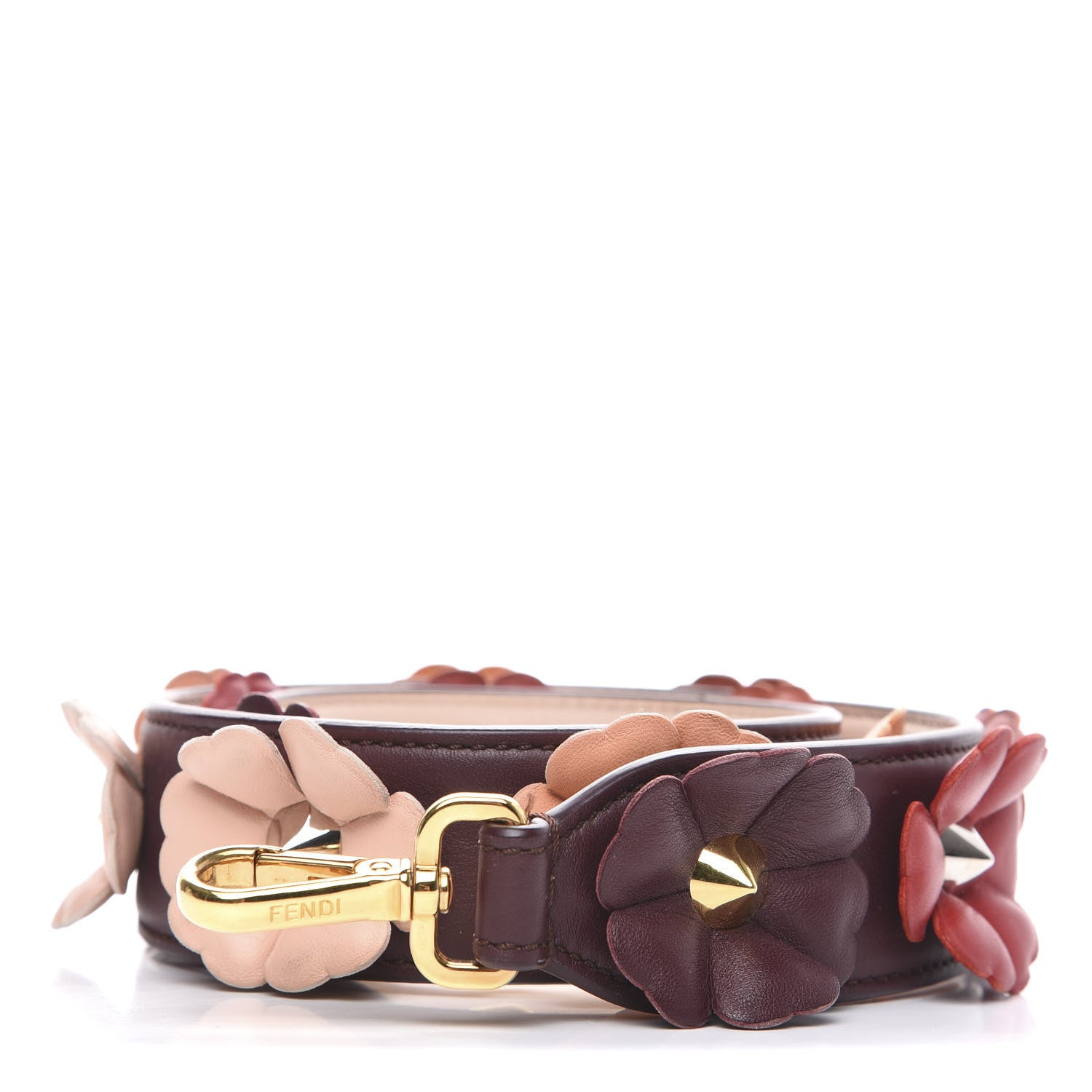Fendi Vitello Dolce Flowerland Bi-Color Studded Strap You Bordeaux Plaster Multicolor 1 of 5