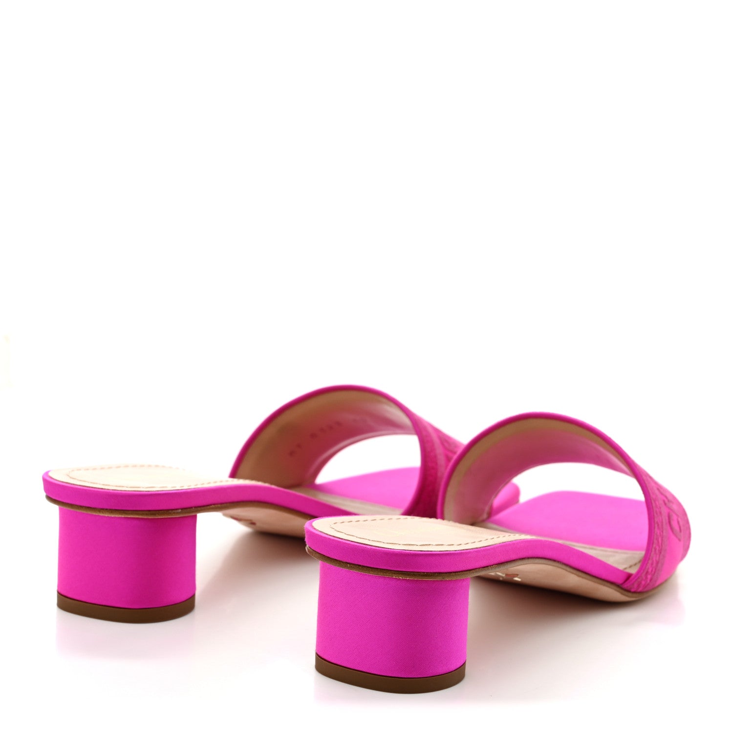 Christian Dior Satin Dioriviera Embroidered Dway 35mm Slide Sandals 40 Rani Pink 5 of 10