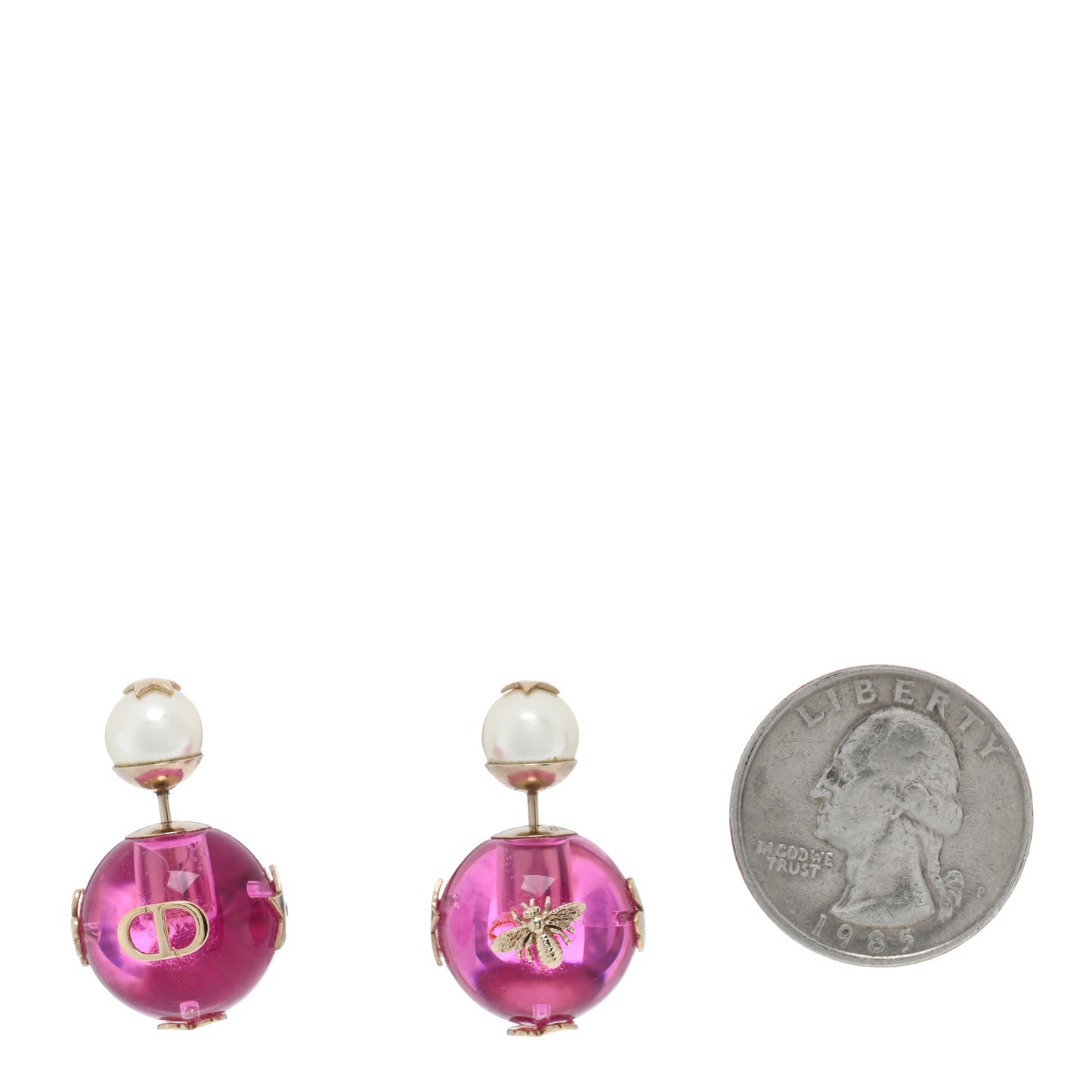 Resin Pearl Dior Tribales Earrings Gold White Transparent Rani Pink