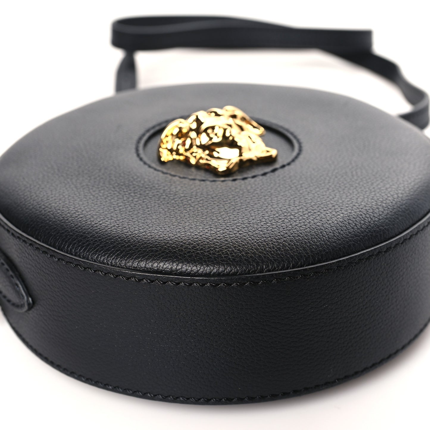 Calfskin La Medusa Round Camera Bag Black