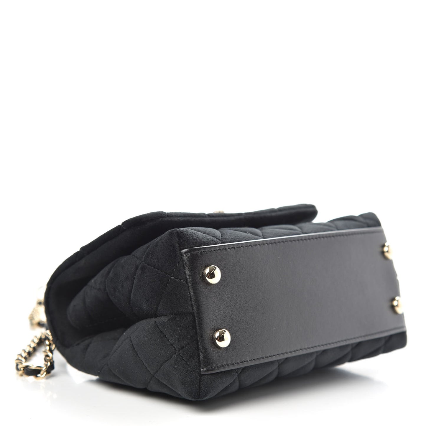 Velvet Crystal Quilted Extra Mini Coco Handle Flap Black