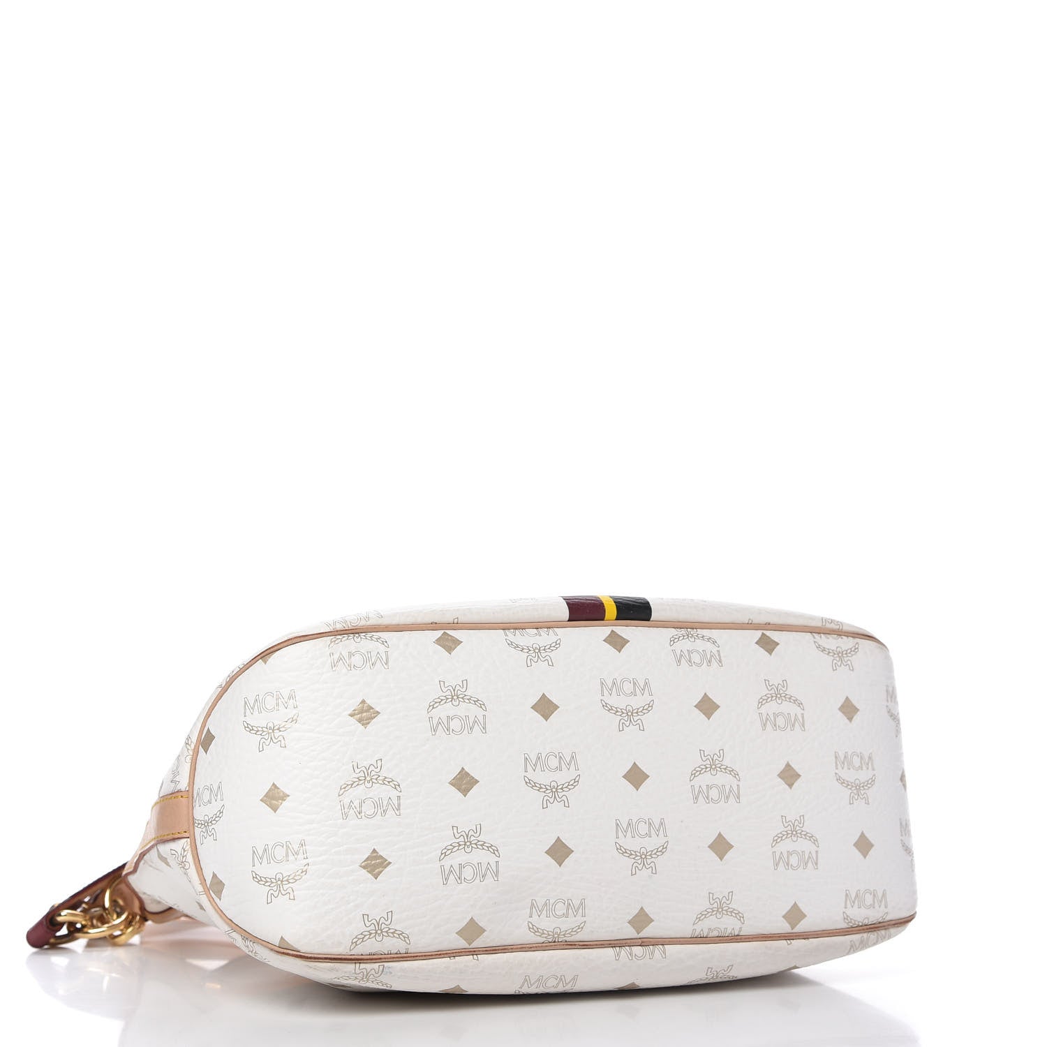 MCM Visetos Striped Hobo White 4 of 13