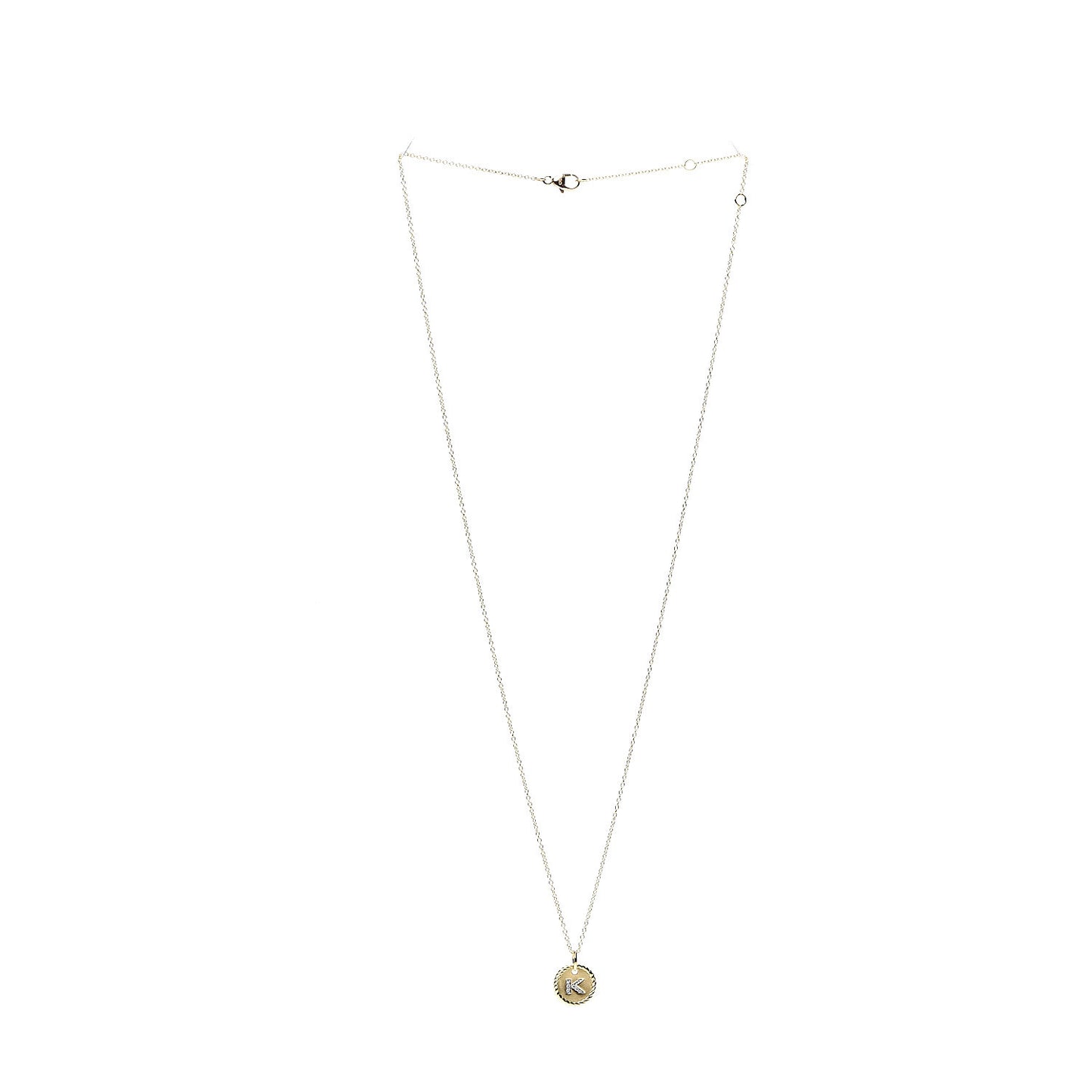 18K Yellow Gold Diamond Initial K Charm Pendant Necklace