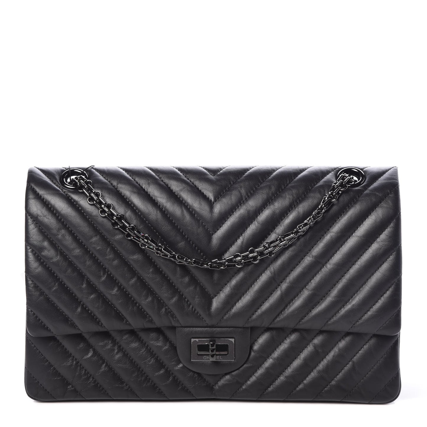 Aged Calfskin Chevron Quilted 2.55 Reissue 226 So Black