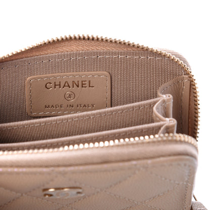 Chanel Iridescent Caviar Quilted Zip Around Coin Purse Beige 6 of 8