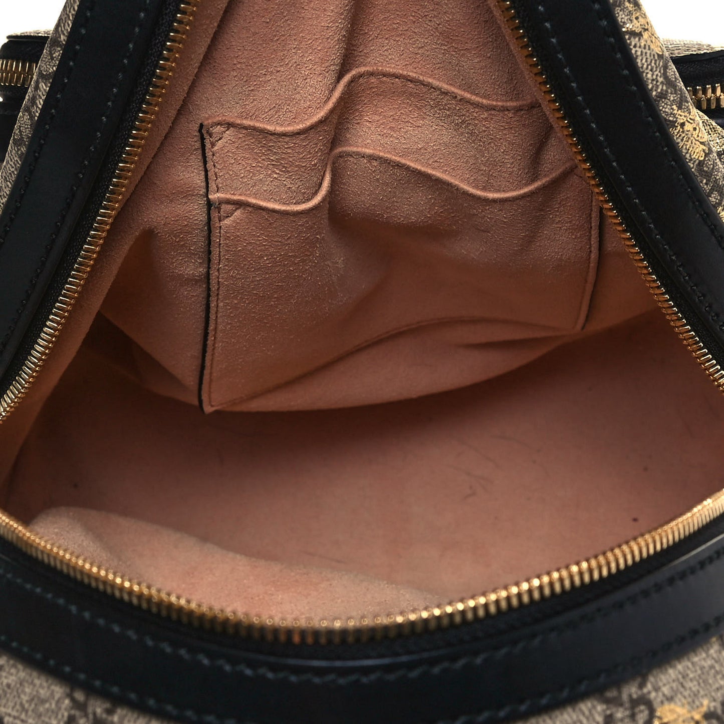 GG Supreme Monogram Bees Print Small Day Backpack Beige Oro Black