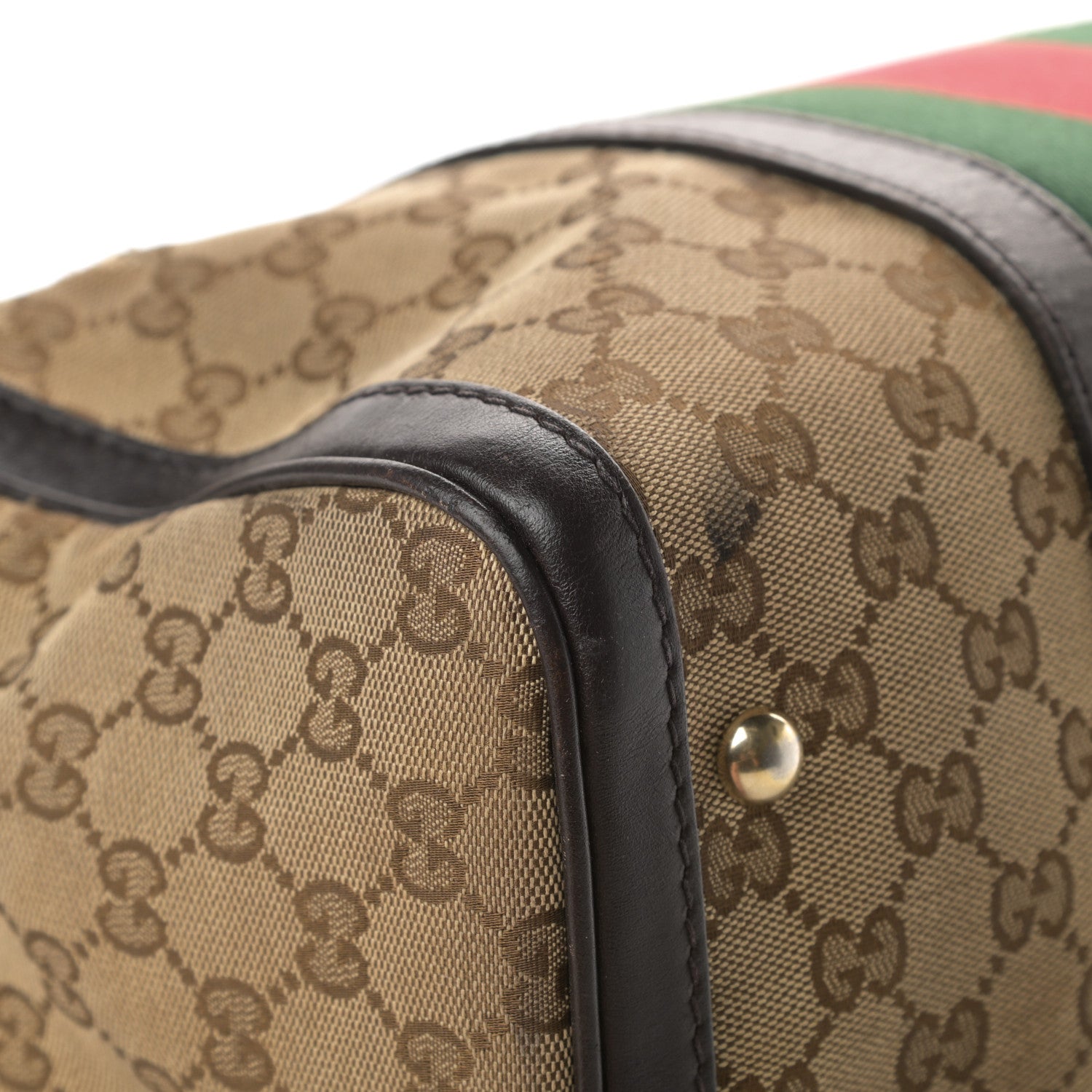 Gucci Monogram Vintage Web Medium Boston Dark Brown 11 of 22