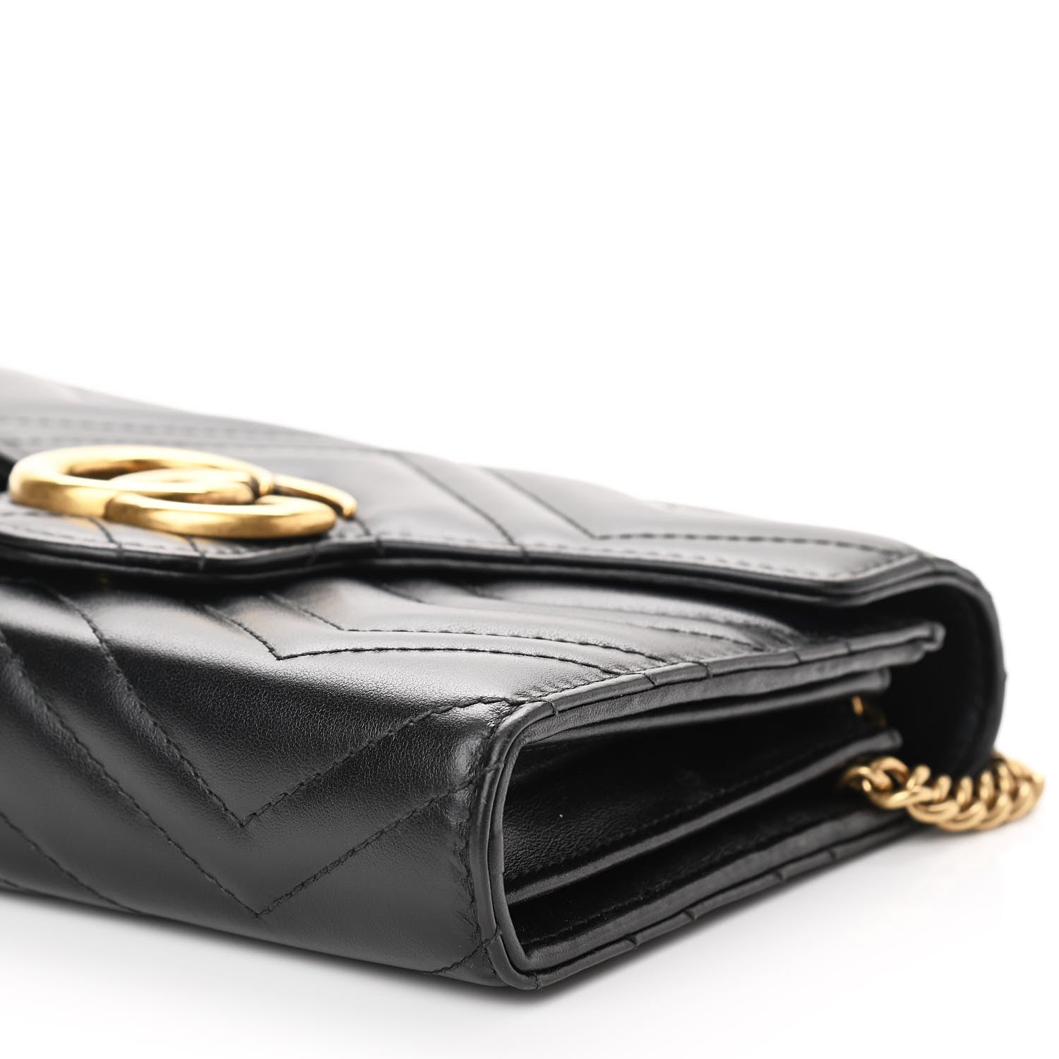 Gucci Calfskin Matelasse GG Marmont Chain Wallet Black 10 of 10
