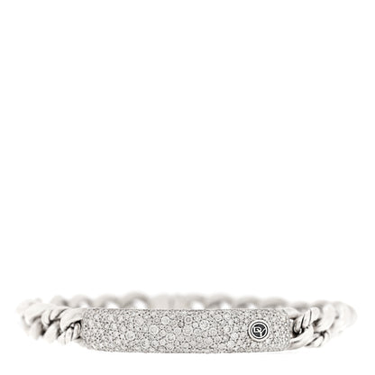 David Yurman Sterling Silver Diamond Pave Single Belmont Curb Link ID Bracelet 1 of 3