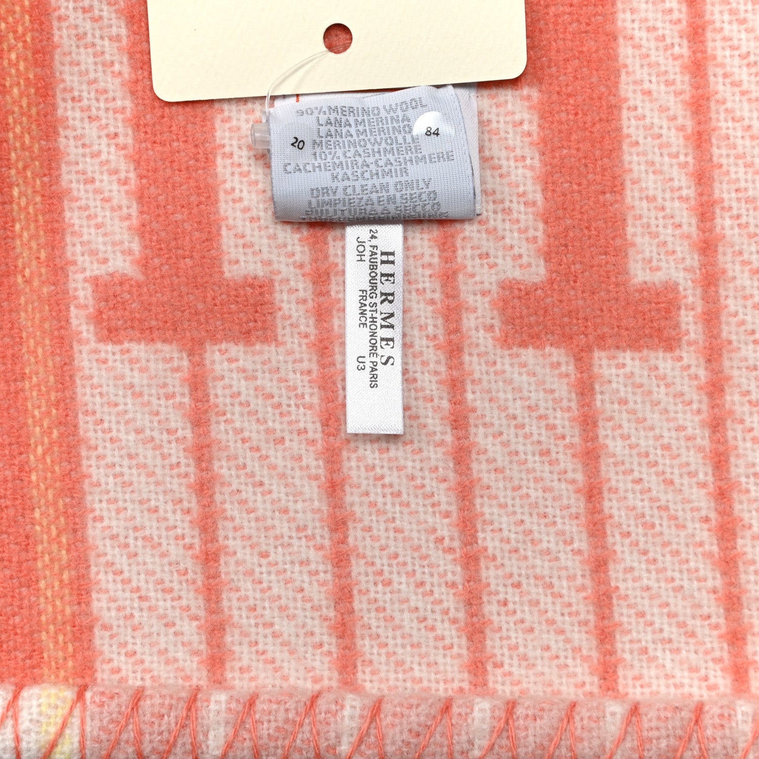 Hermes Wool Cashmere Avalon Cabriole Blanket Melon 4 of 4