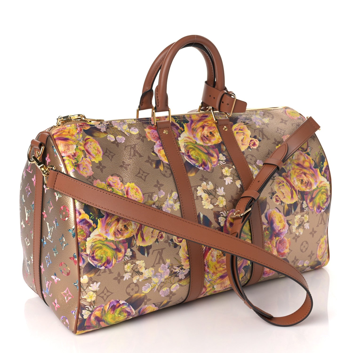 Louis Vuitton Metallic Monogram LV Garden Keepall Bandouliere 45 Gold 2 of 7