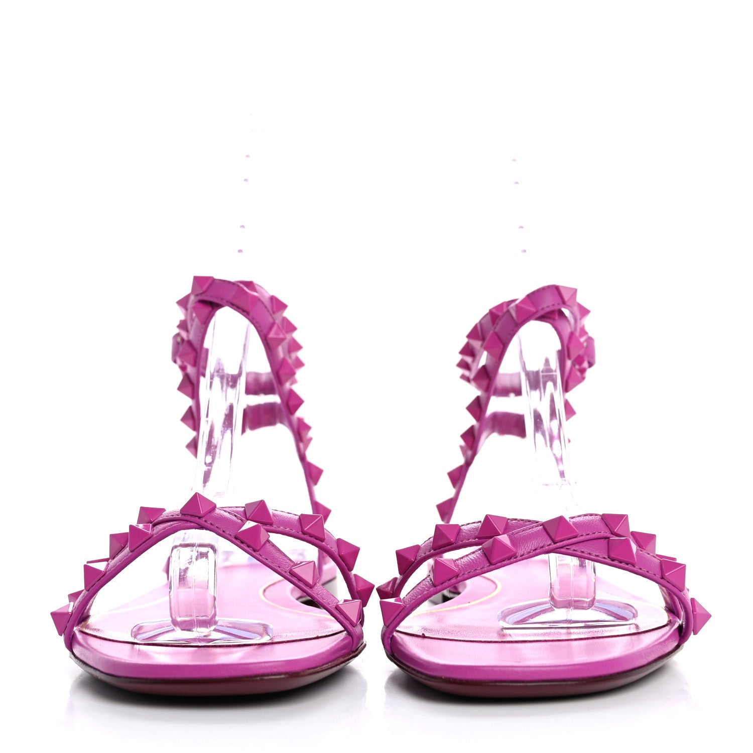 Valentino Garavani Calfskin Lacquered Monochrome Rockstud Cross Ankle Wrap Flat Sandals 36.5 Violet 3 of 9