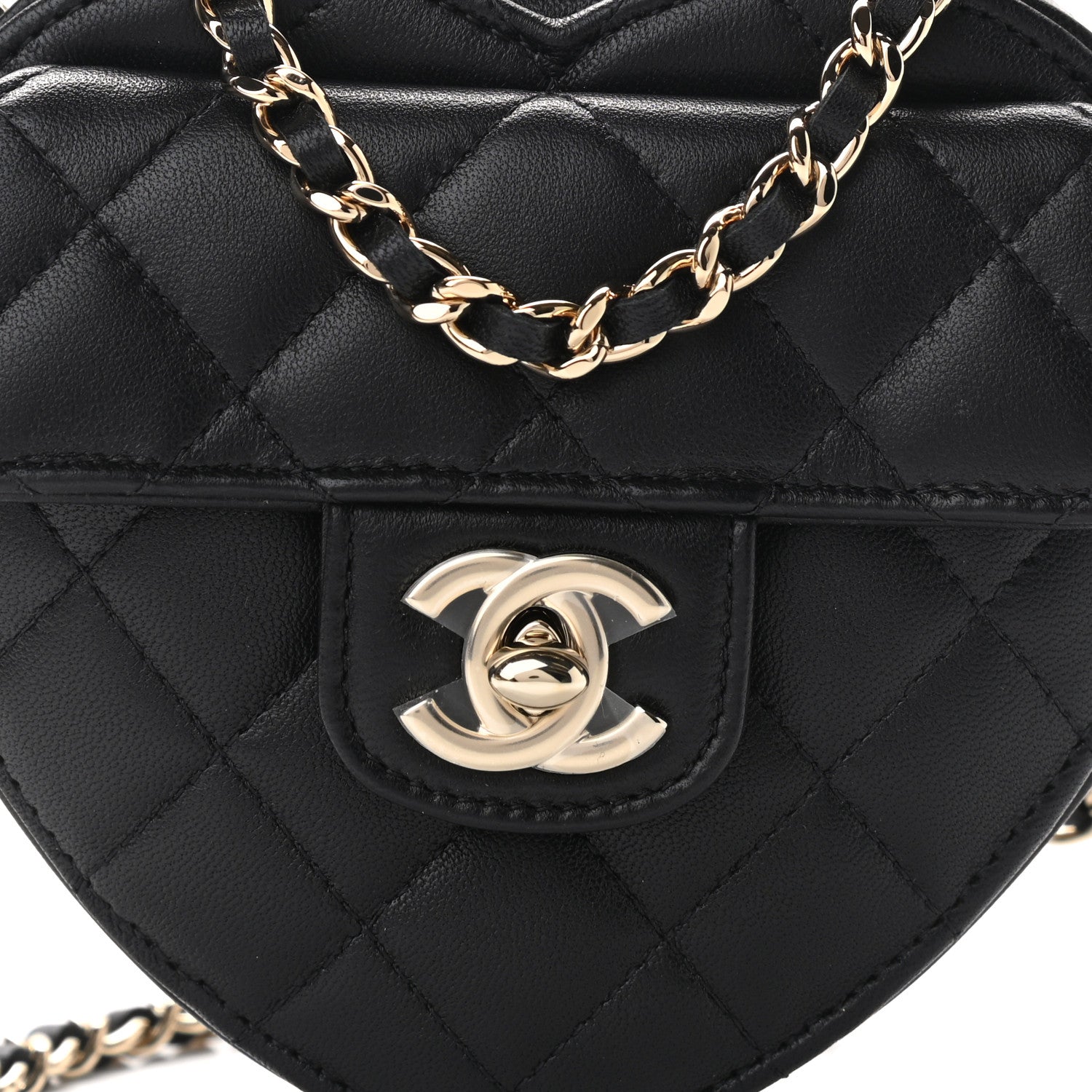 Chanel Lambskin Quilted CC In Love Heart Clutch With Chain Black 3 of 11