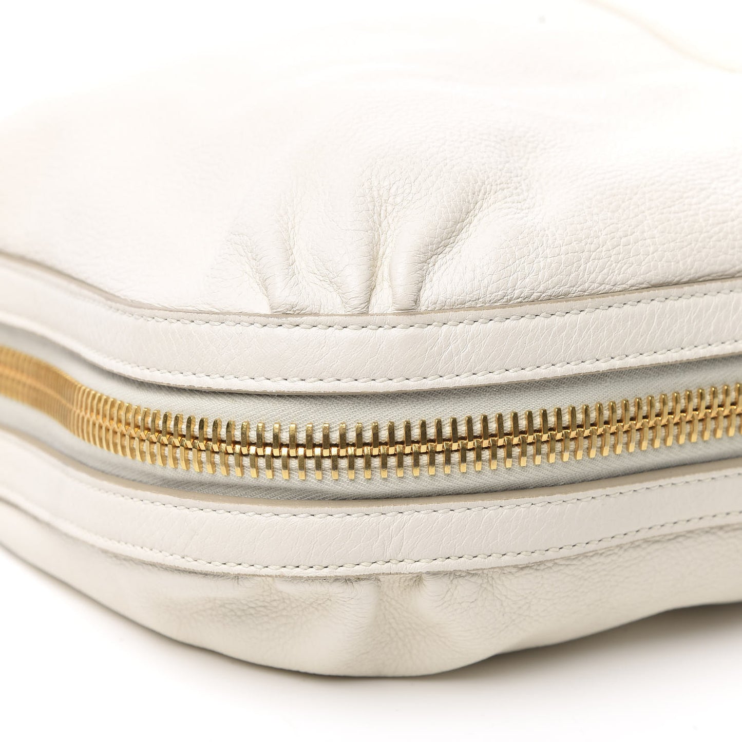 Calfskin Zip Hobo White
