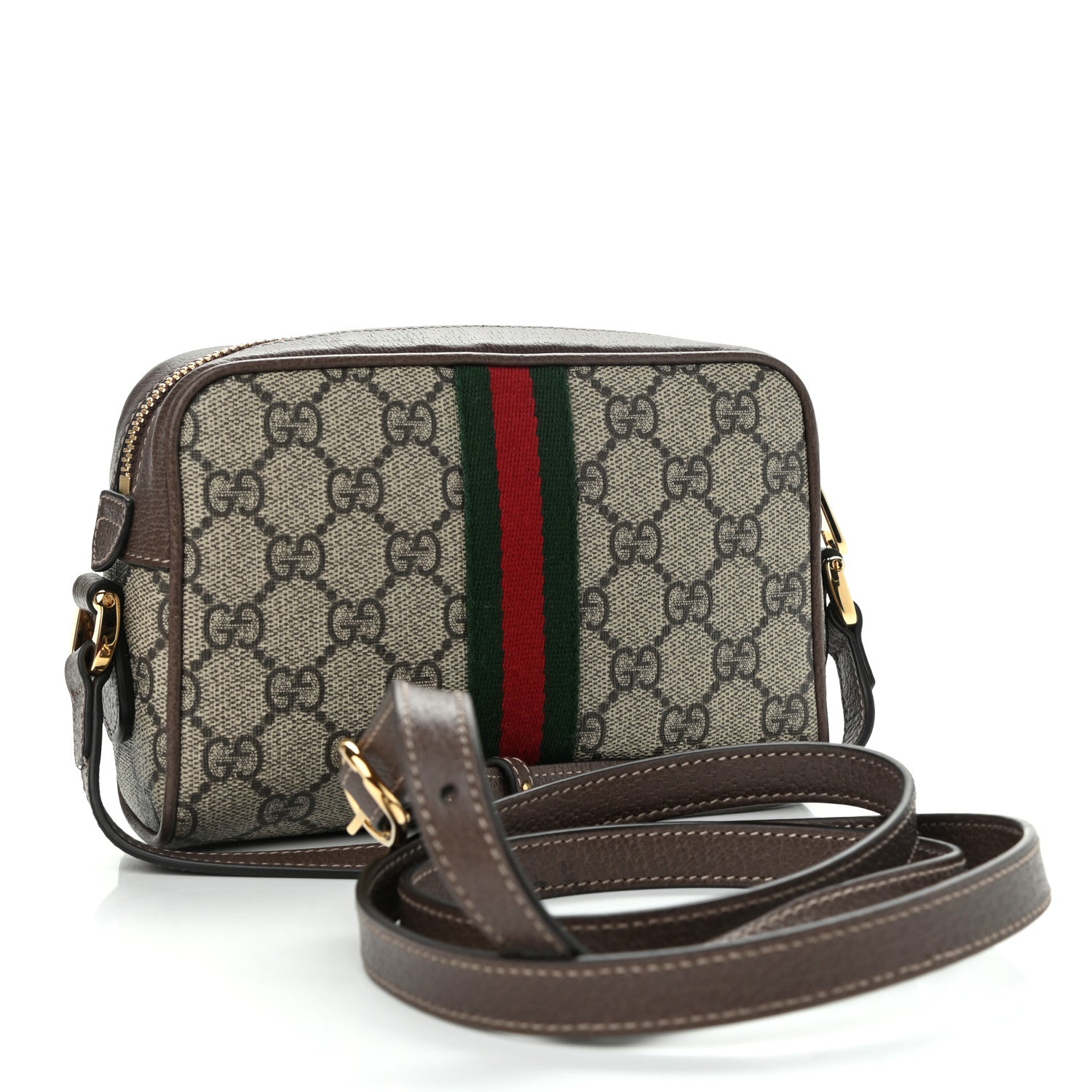 Gucci GG Supreme Monogram Web Mini Ophidia Shoulder Bag Brown 3 of 11