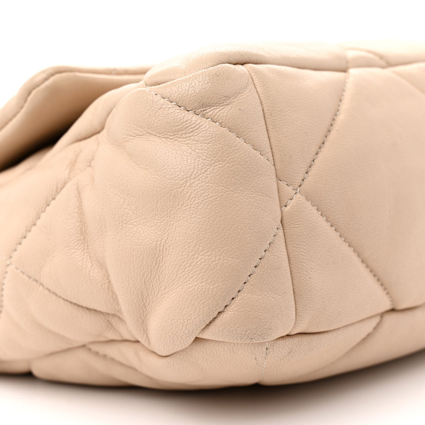 Lambskin Quilted Large Chanel 19 Flap Beige