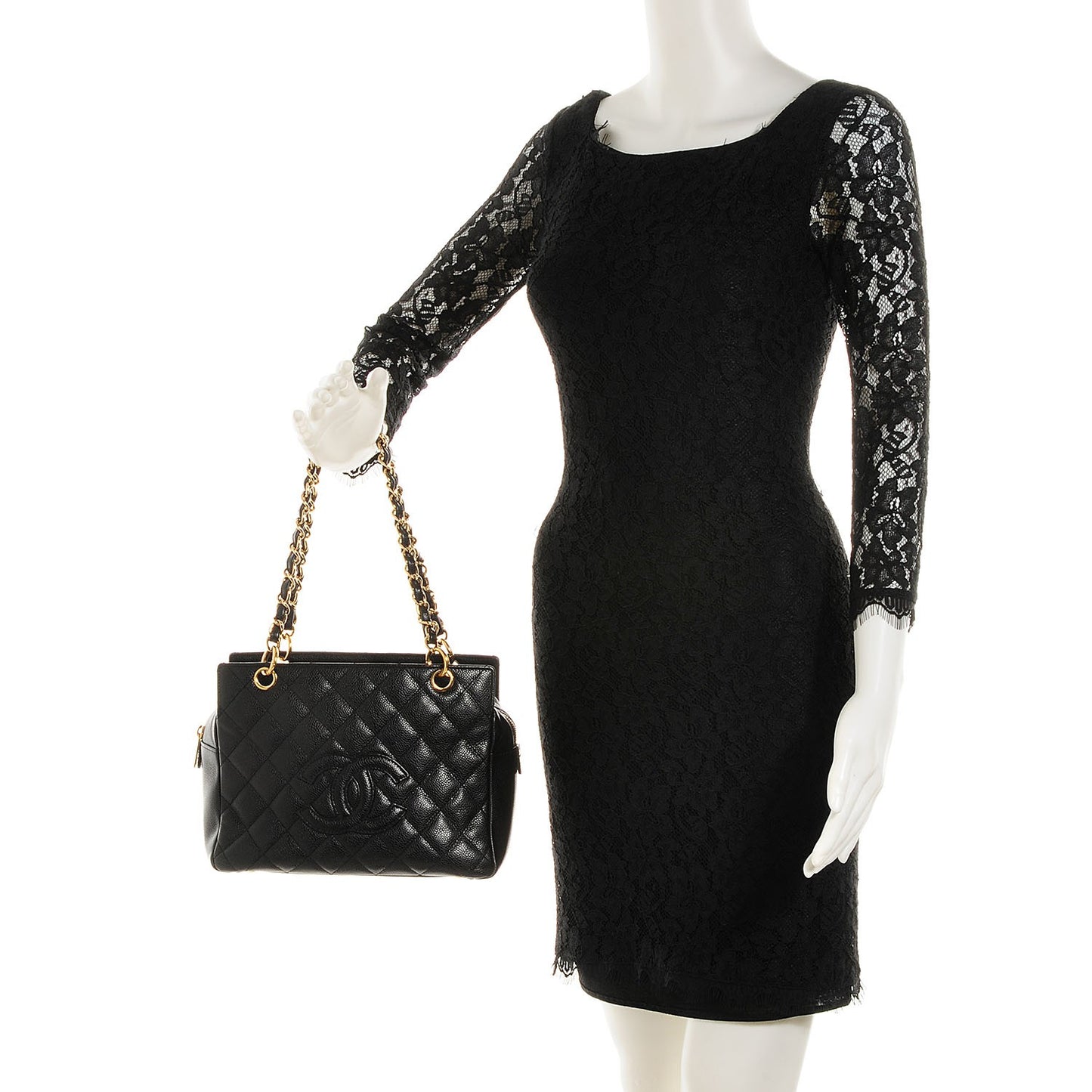 Caviar Quilted Petit Timeless Tote PTT Black
