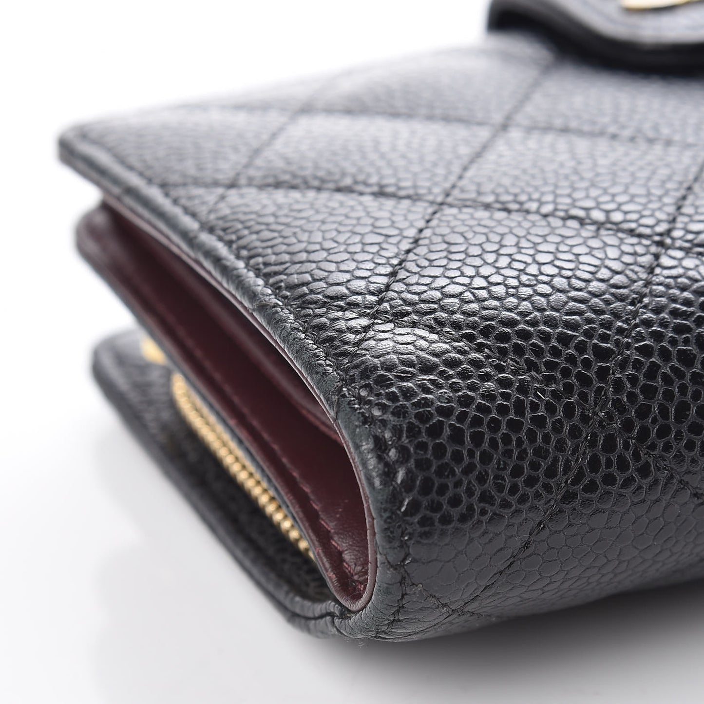 Caviar Quilted Zipped Pocket Wallet Black