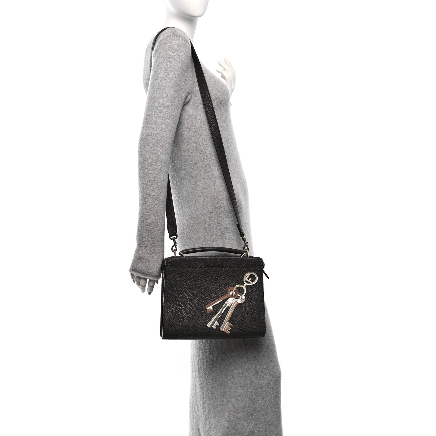 Calfskin Romano Selleria Mini Peekaboo Iconic Fit Satchel Brown