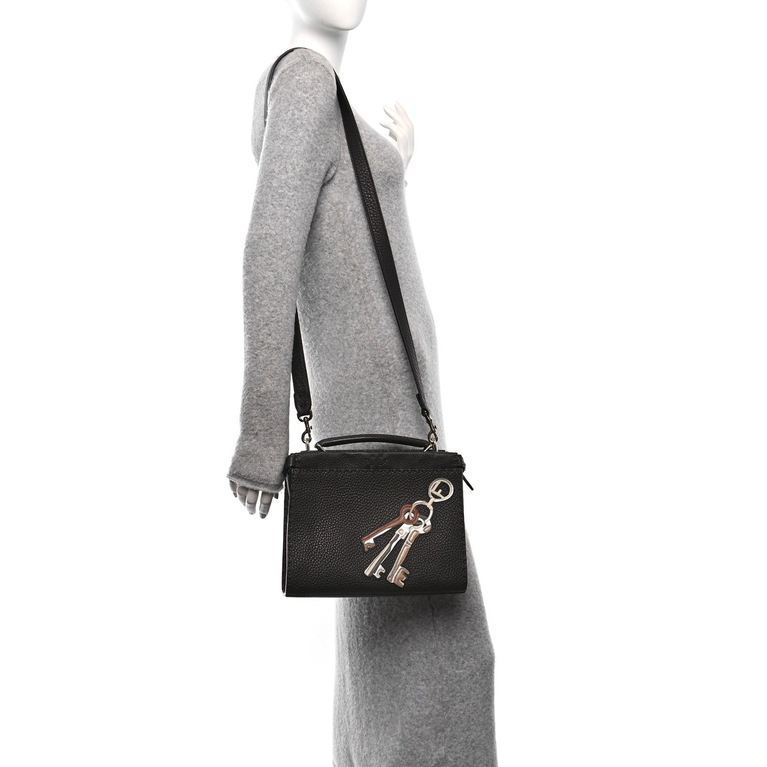 Fendi Calfskin Romano Selleria Mini Peekaboo Iconic Fit Satchel Brown 3 of 10