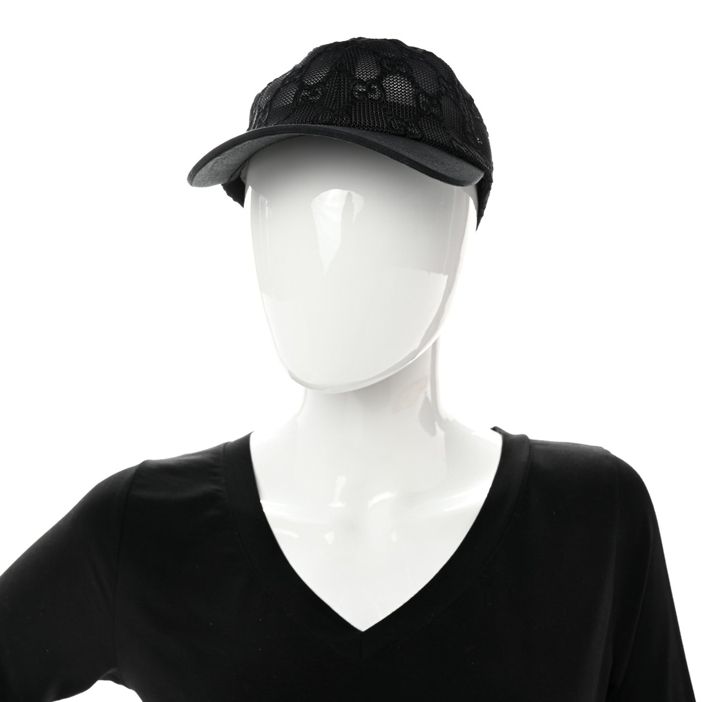 Mesh GG Monogram Embroidered Shivali Baseball Hat S 56 Black