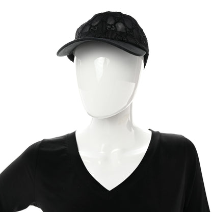 Gucci Mesh GG Monogram Embroidered Shivali Baseball Hat S 56 Black 2 of 10
