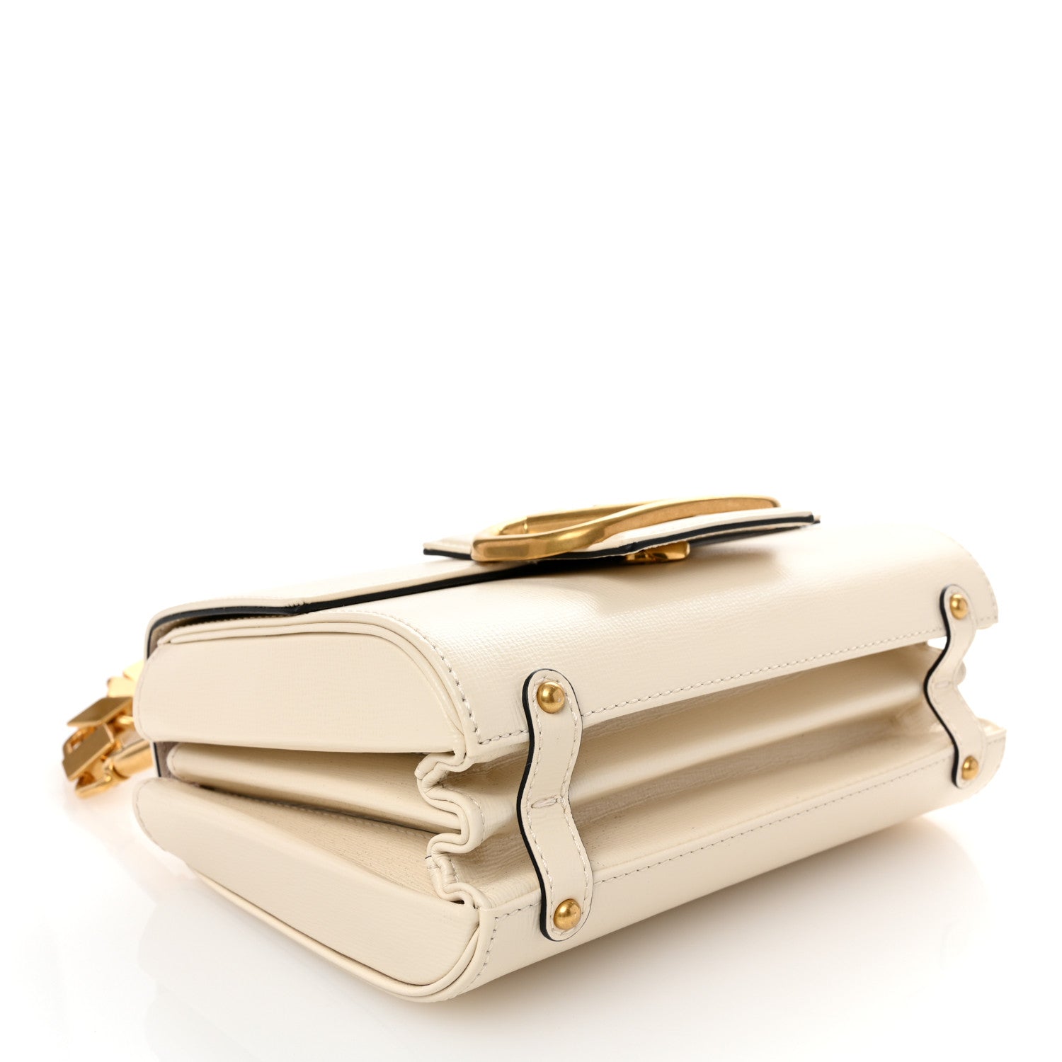 Valentino Garavani Grainy Calfskin VLogo Stud Sign Shoulder Bag Light Ivory 4 of 9
