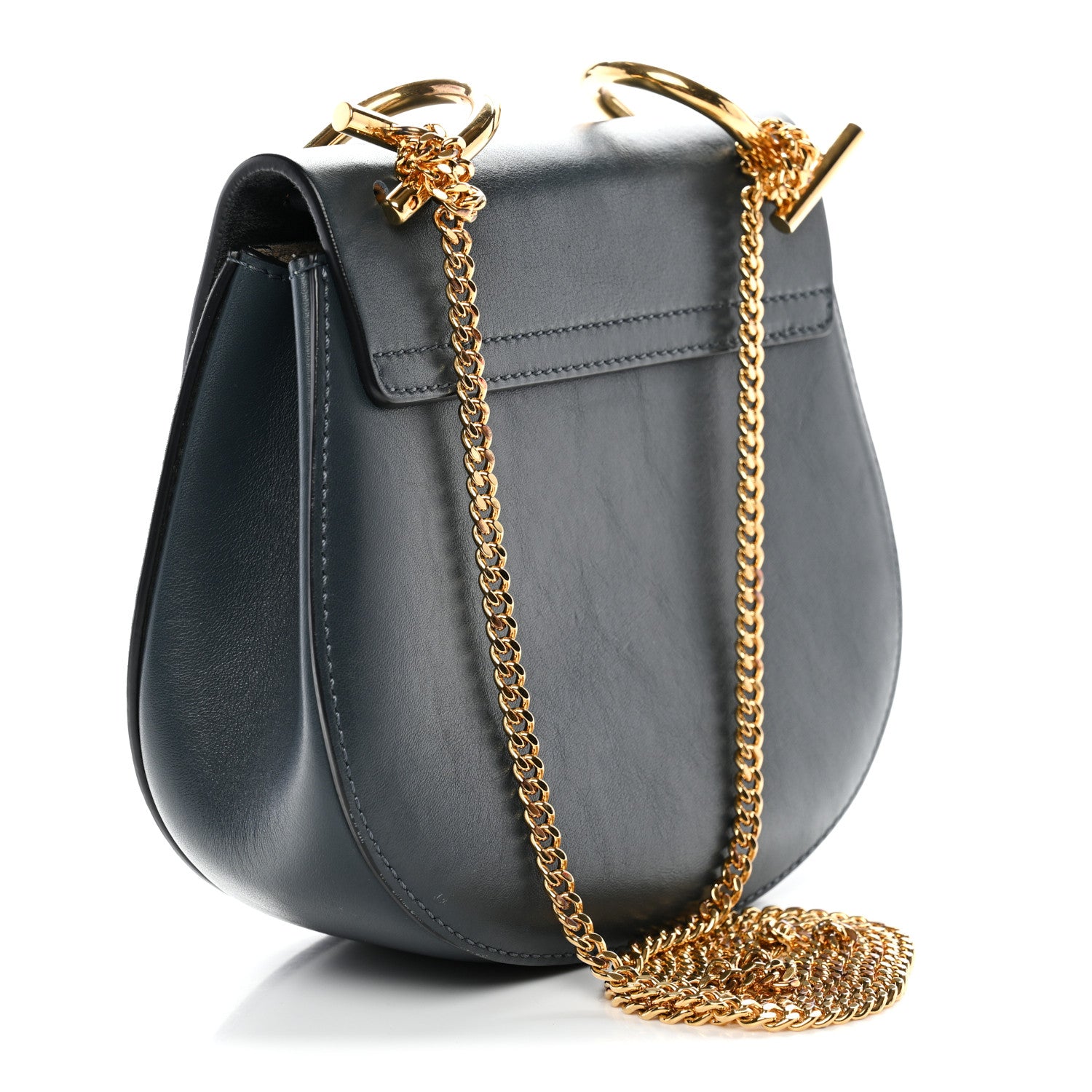 Chloe Suede Smooth Calfskin Mini Drew Shoulder Bag Cloudy Blue 3 of 10