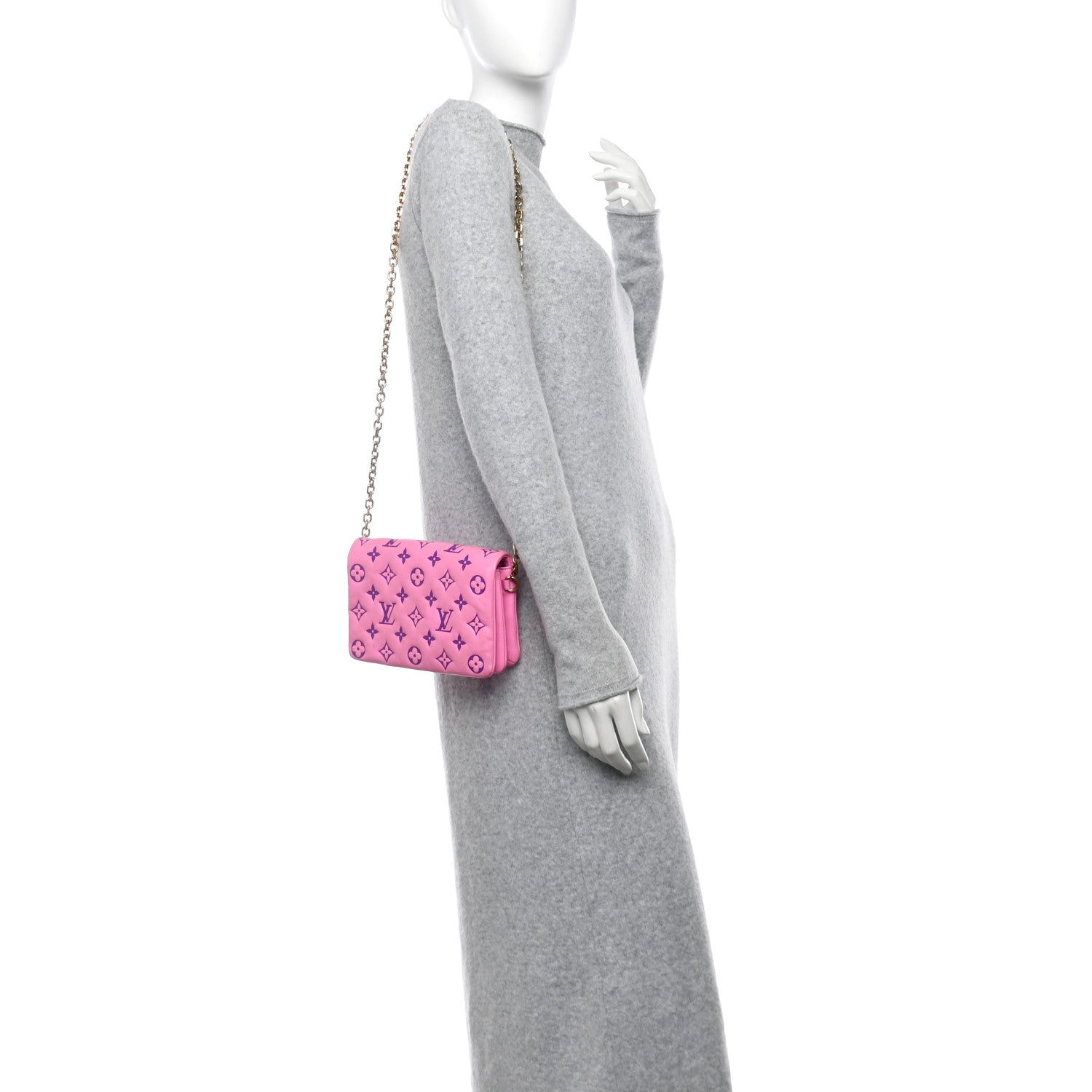 Louis Vuitton Lambskin Embossed Monogram Vuittamins Pochette Coussin Rose Violet 2 of 12