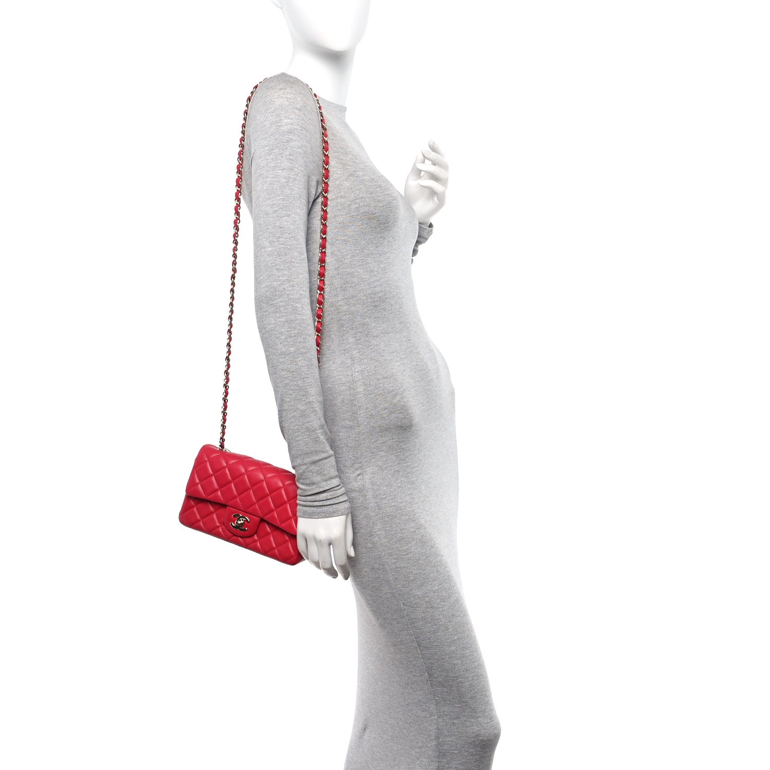 Chanel Lambskin Quilted Mini Rectangular Flap Dark Red 2 of 12