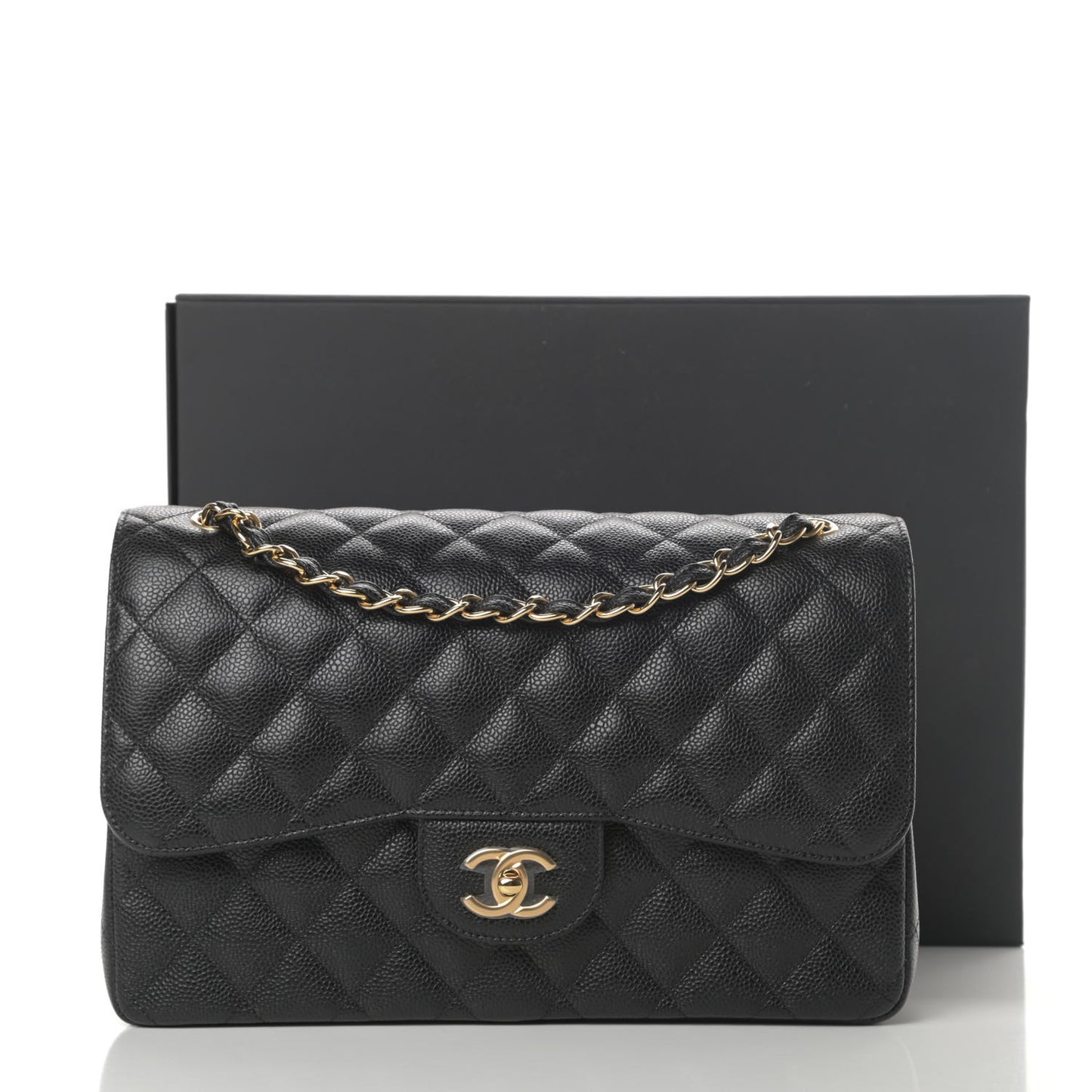 Caviar Quilted Jumbo Double Flap Black