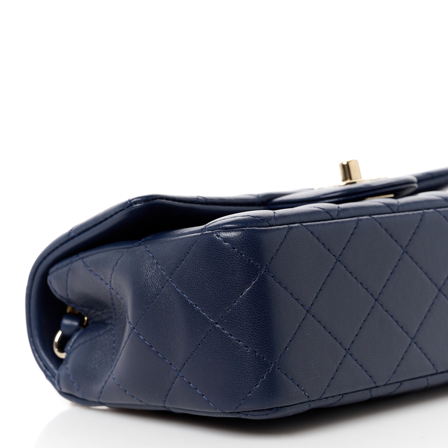 Lambskin Quilted Mini Rectangular Flap Dark Navy Blue