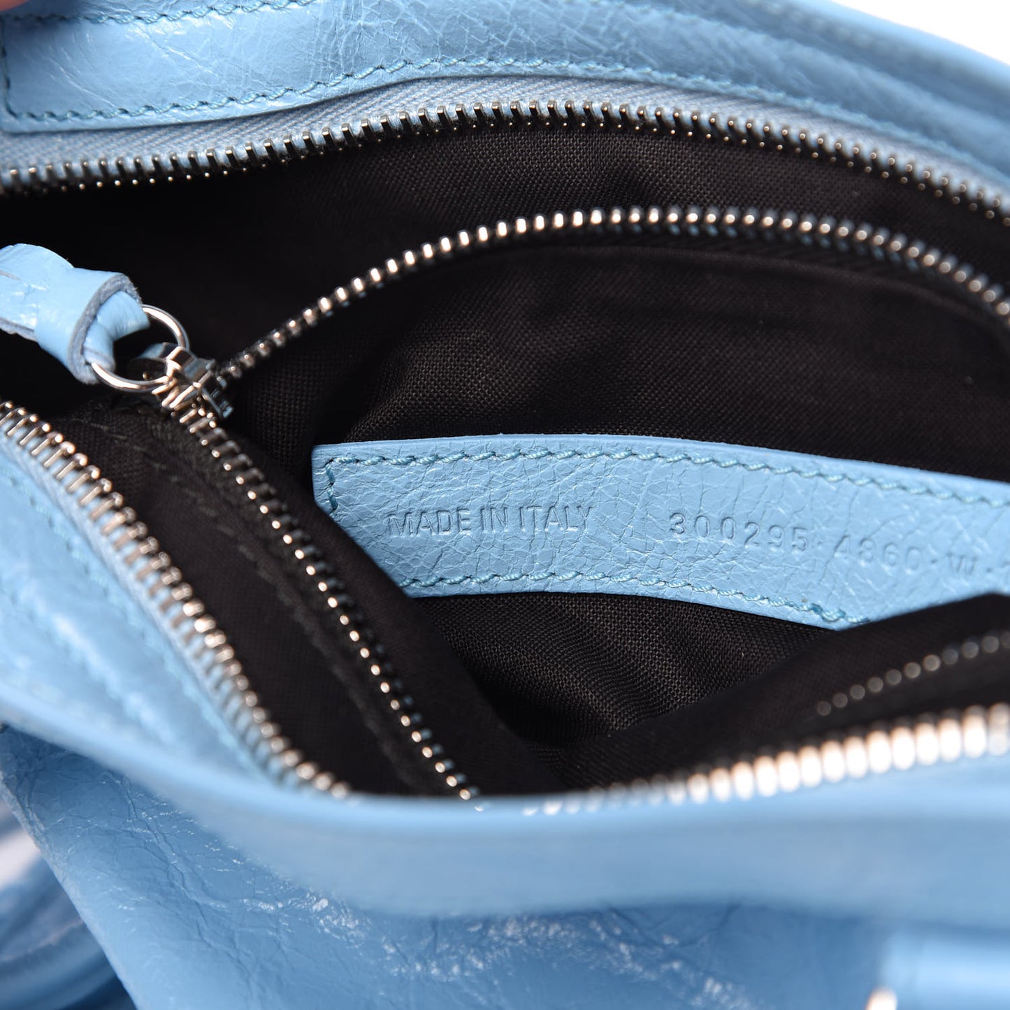Agneau Classic Silver Hardware Mini City Logo Strap Baby Blue Black
