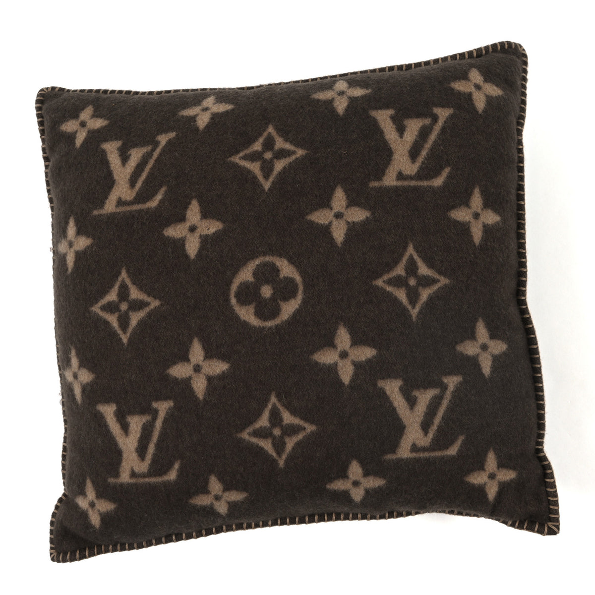 Louis Vuitton Wool Cashmere Neo Monogram Cushion Pillow Brown 1 of 3