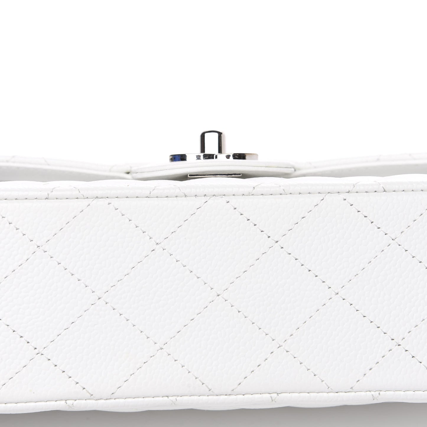 Caviar Quilted Medium Double Flap White