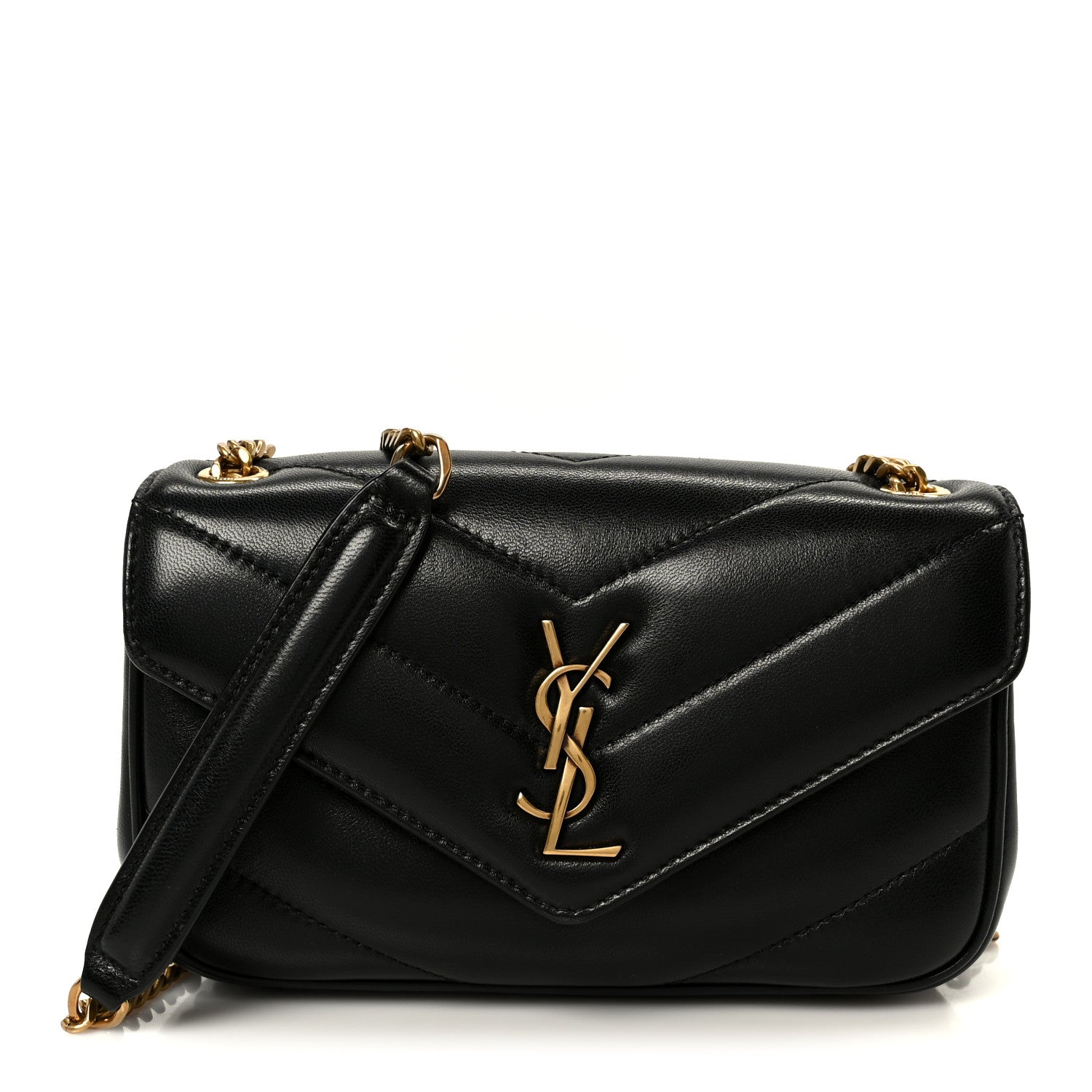 Saint Laurent Lambskin Chevron Quilted Mini Loulou Black 1 of 13