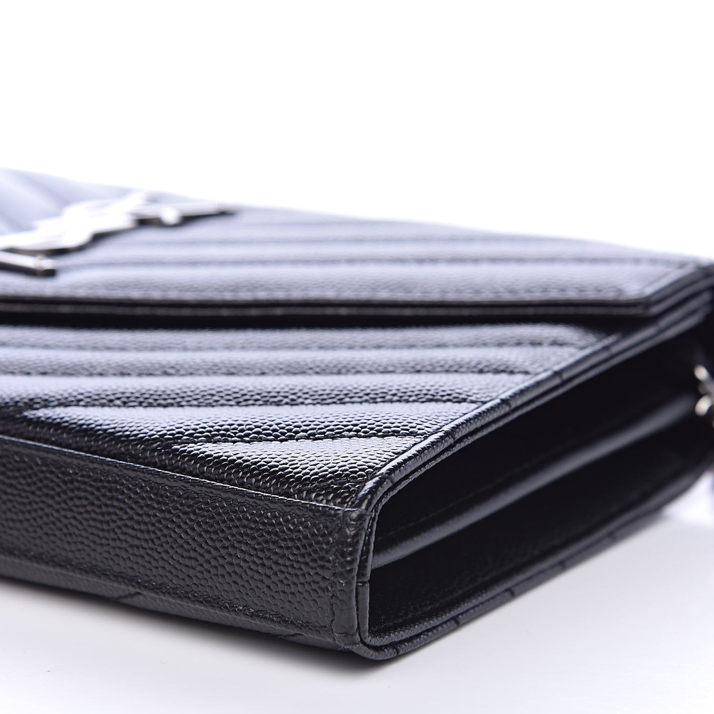 Grain De Poudre Matelasse Chevron Monogram Chain Wallet Black