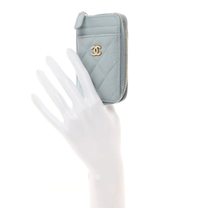 Chanel Caviar Quilted Zip Card Holder Light Blue 2 of 8