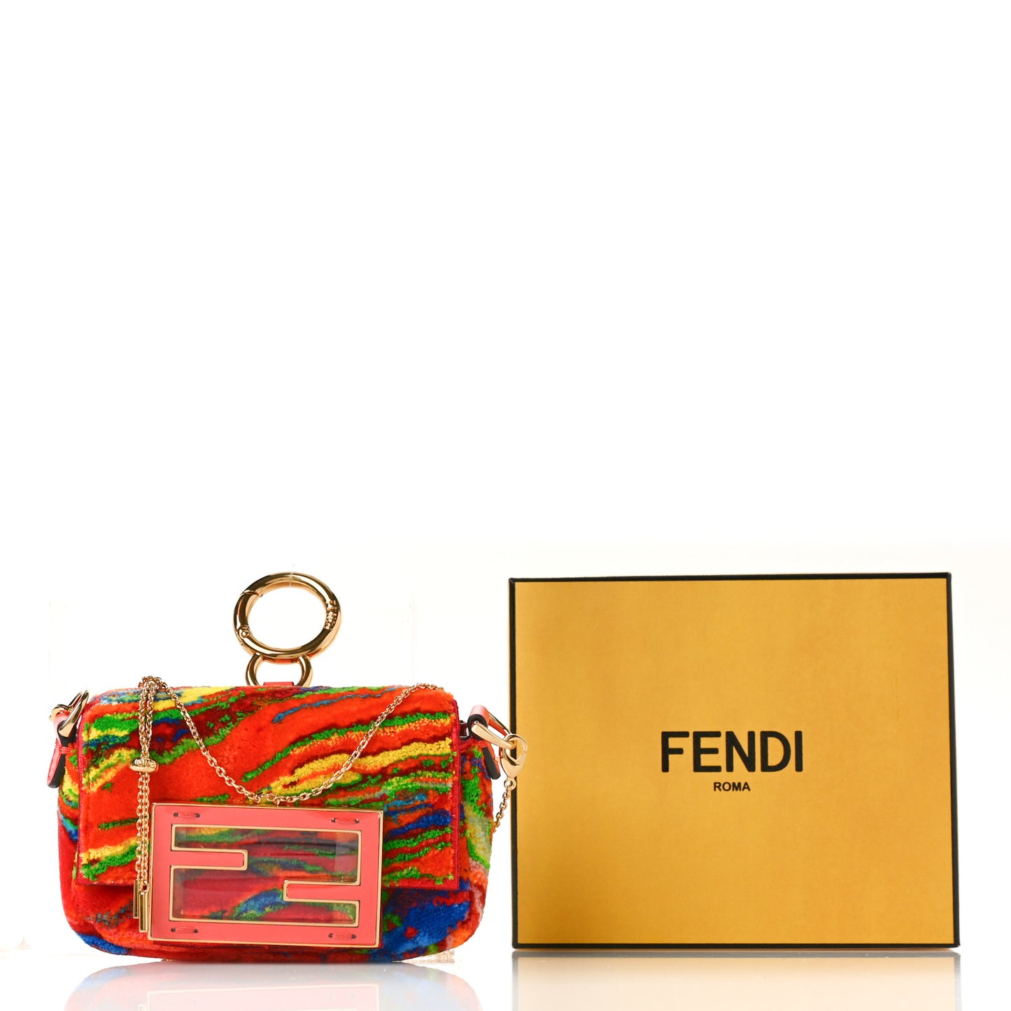 Velvet Marble Nano Maxi Buckle Baguette Charm Rosso Multicolor