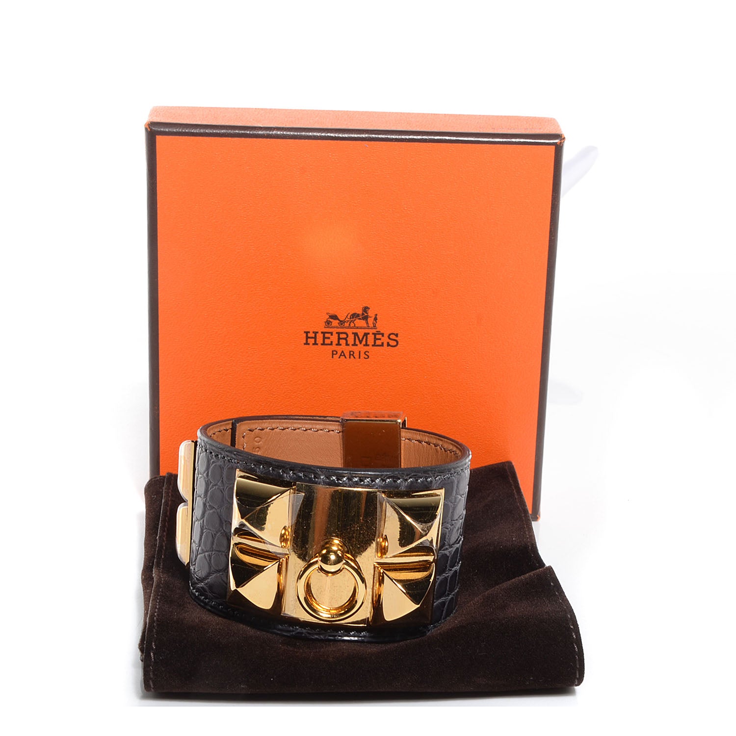 Hermes Matte Alligator Collier De Chien CDC Bracelet S Graphite 4 of 7
