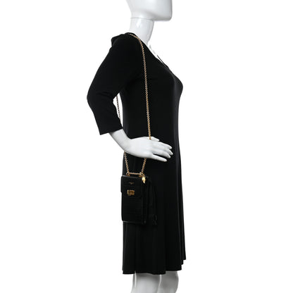 Givenchy Calfskin Crocodile Embossed Mini Phone Crossbody Bag Black 2 of 14