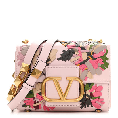 Valentino Garavani Calfskin Embroidered Stud Sign Shoulder Bag Rose Quartz Multicolor 1 of 12