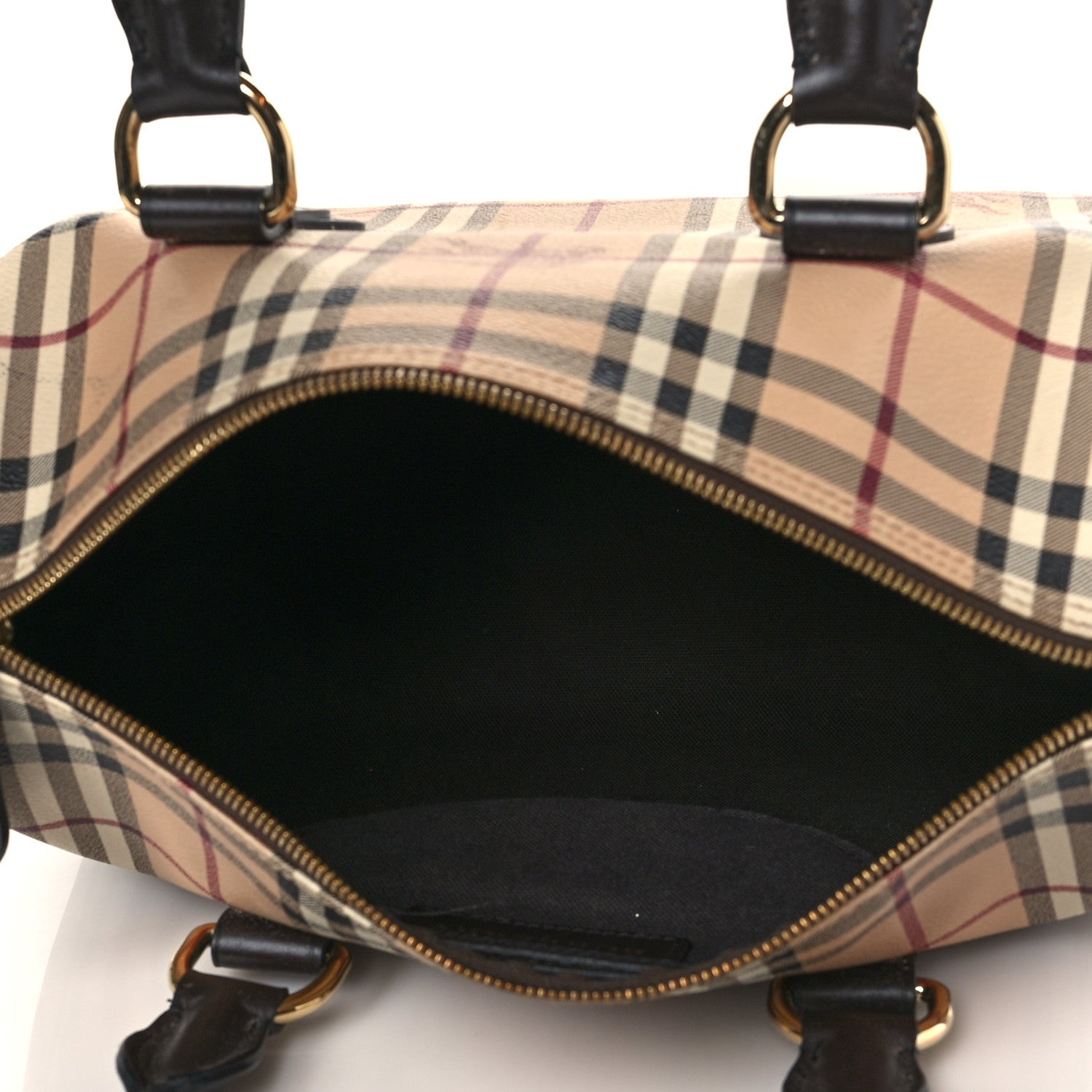 Burberry Haymarket Check Small Chester Bowling Bag Chocolate 5 of 10