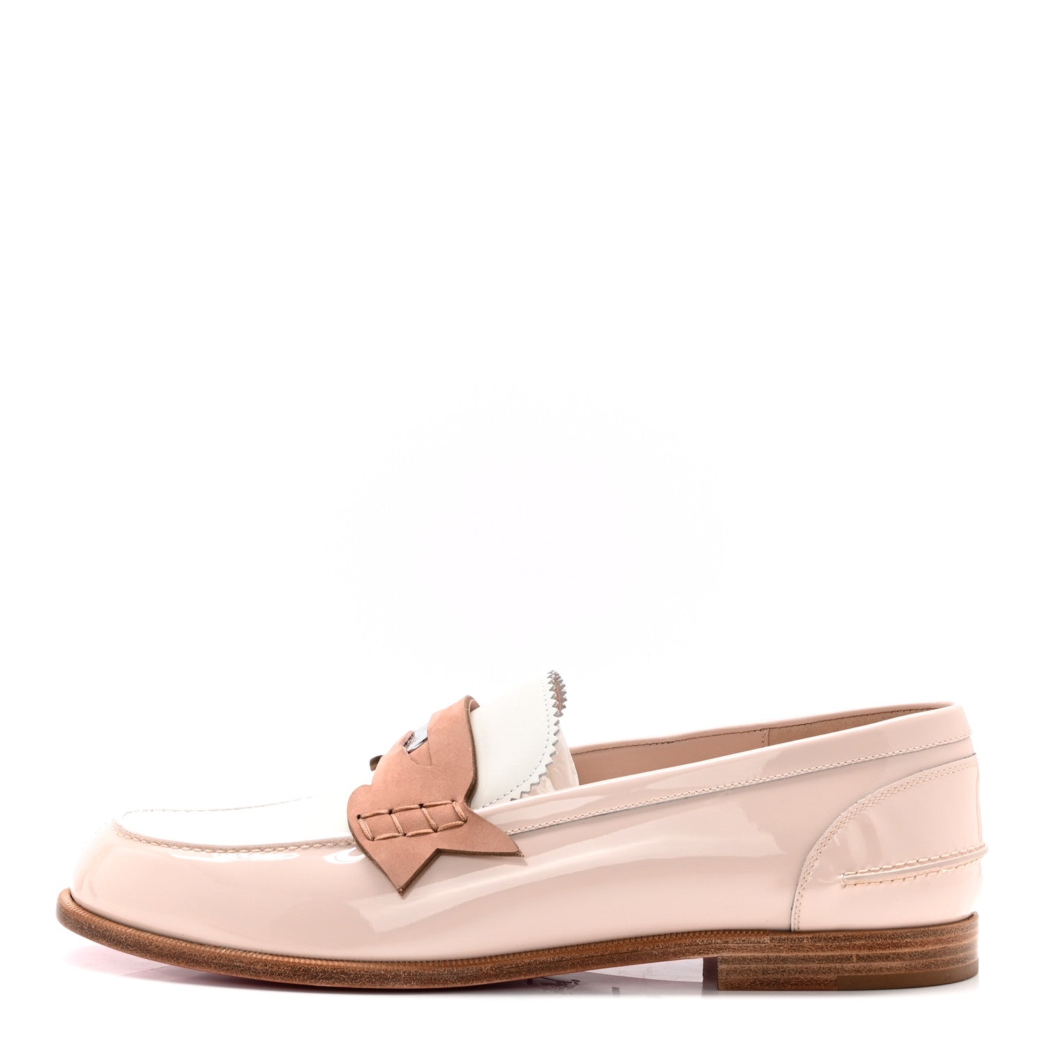 Christian Louboutin Patent Calfskin Nubuck Womens Penny Donna Flat Loafers 40 Leche 1 of 10