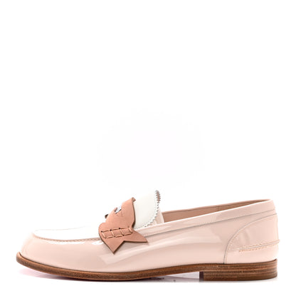 Christian Louboutin Patent Calfskin Nubuck Womens Penny Donna Flat Loafers 40 Leche 1 of 10