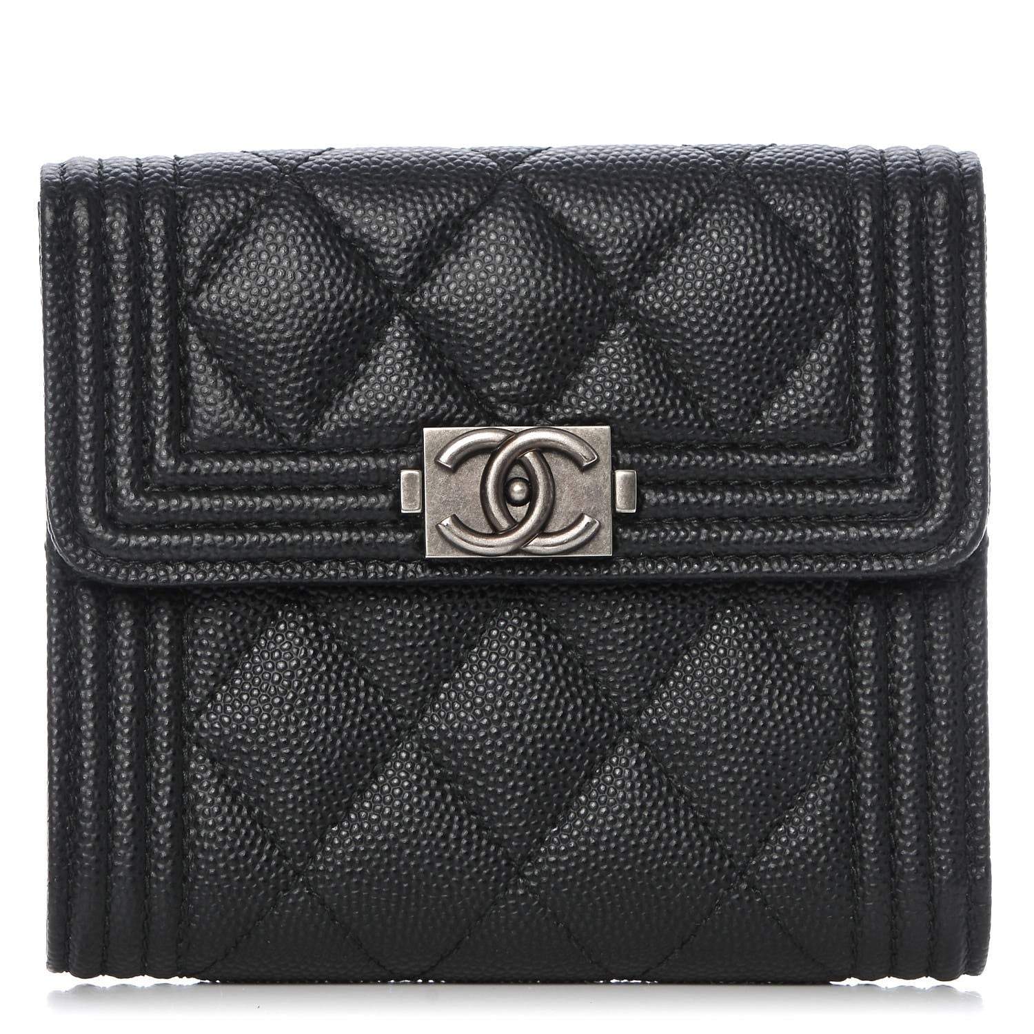 Chanel Caviar Quilted Small Boy Flap Wallet Black 1 of 9