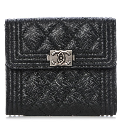 Chanel Caviar Quilted Small Boy Flap Wallet Black 1 of 9