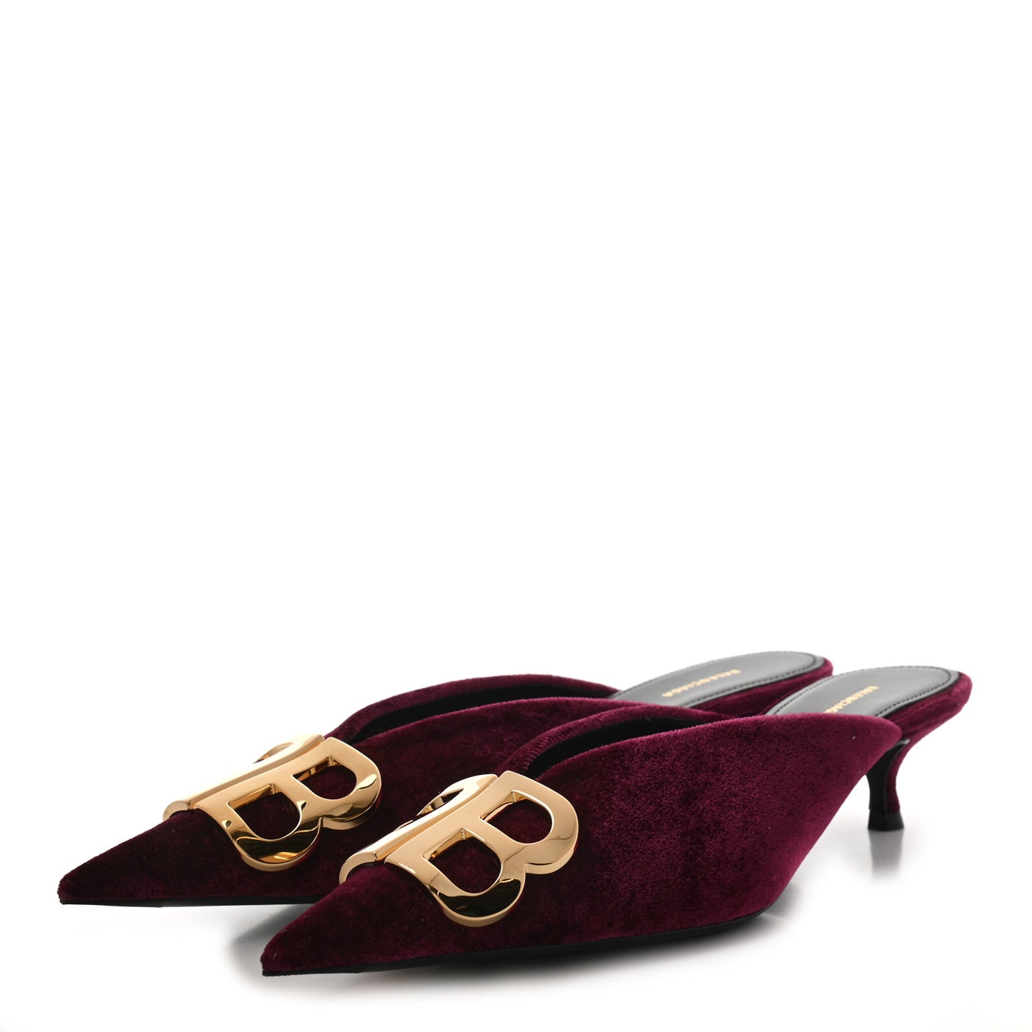 Stretch Velvet Pointed Toe BB 40mm Mules 37 Rouge Prune